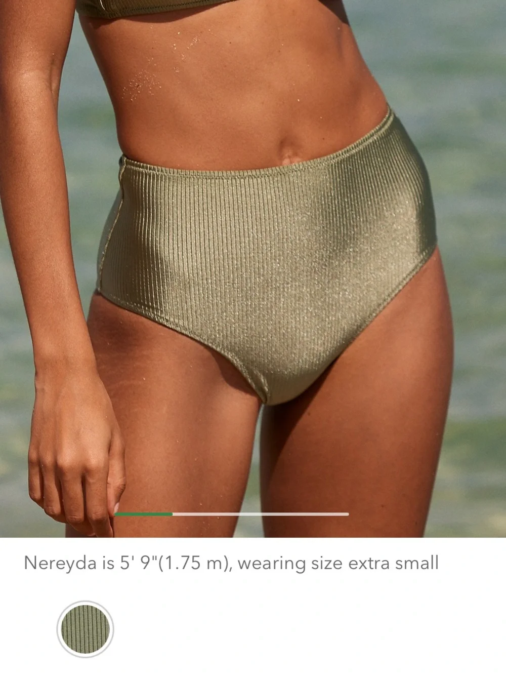 NWT Aerie Shine Olive Green Ribbed Bikini Set